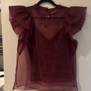 Jonathan Simkhai Corina Organza Ruffle Top